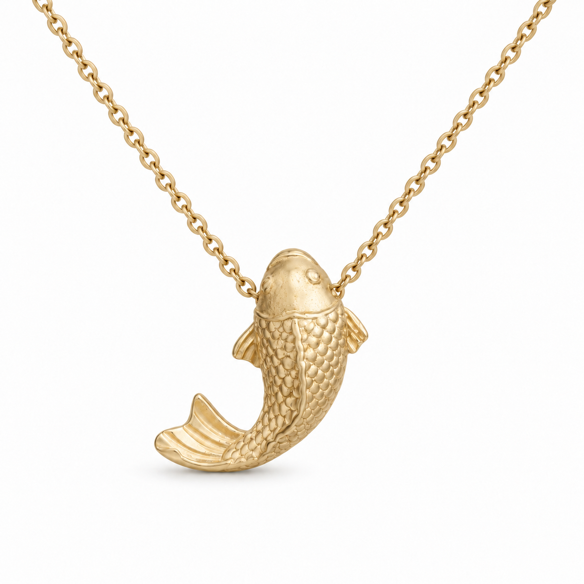14k gold necklace with koi fish pendant
