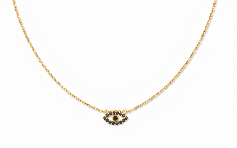 gold eye necklace black diamonds