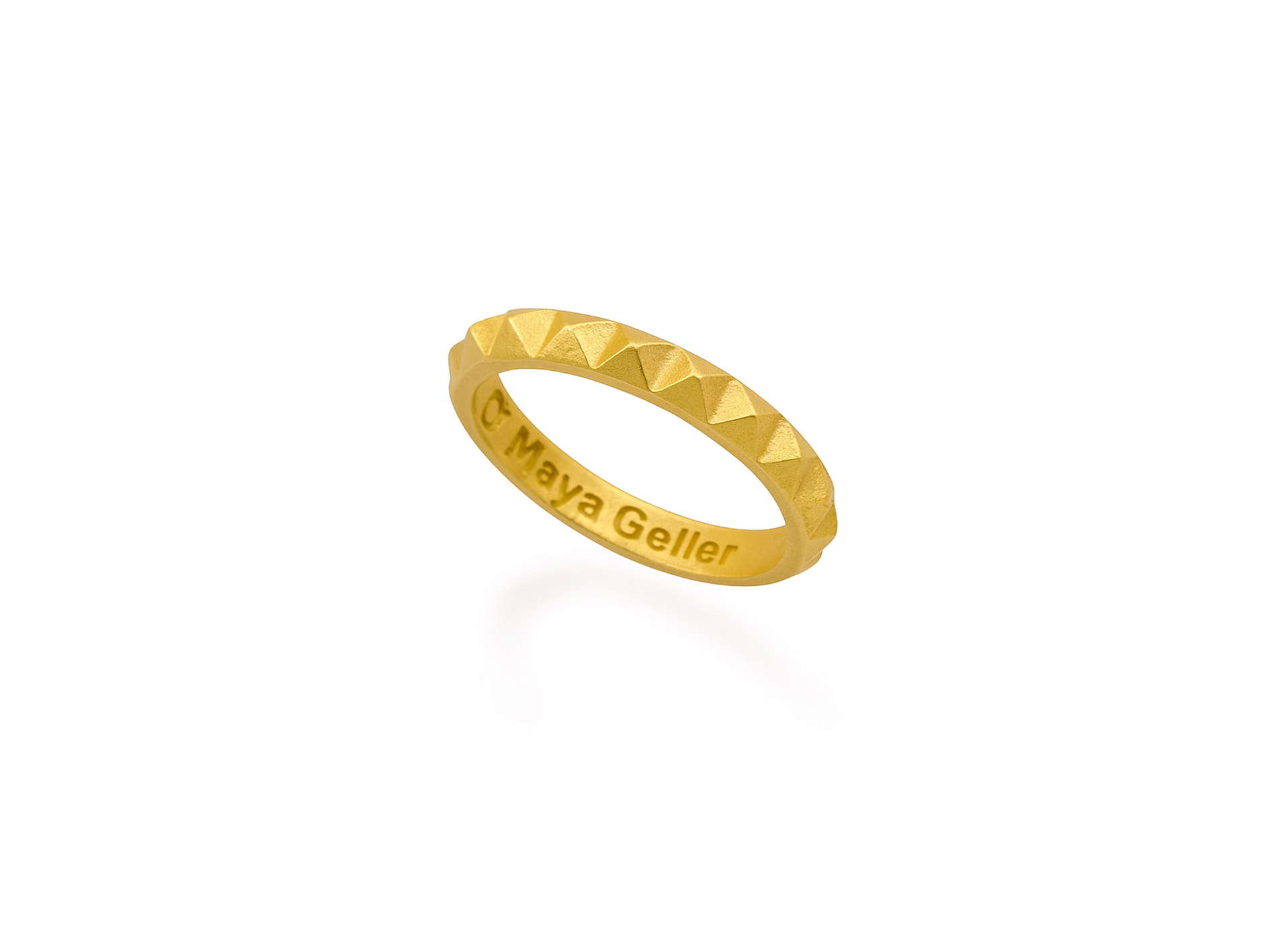 14k gold pyramid textured wedding ring