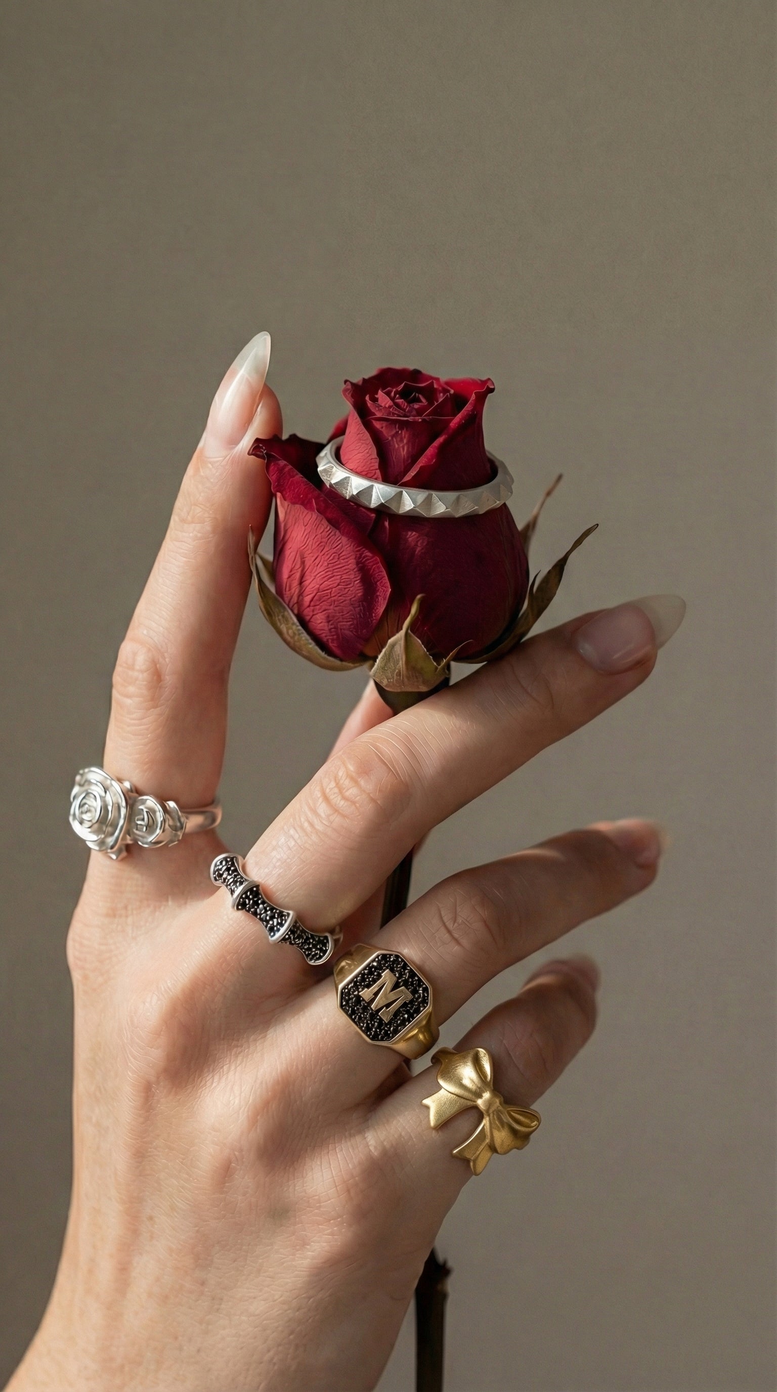 hand with maya geller rings mix