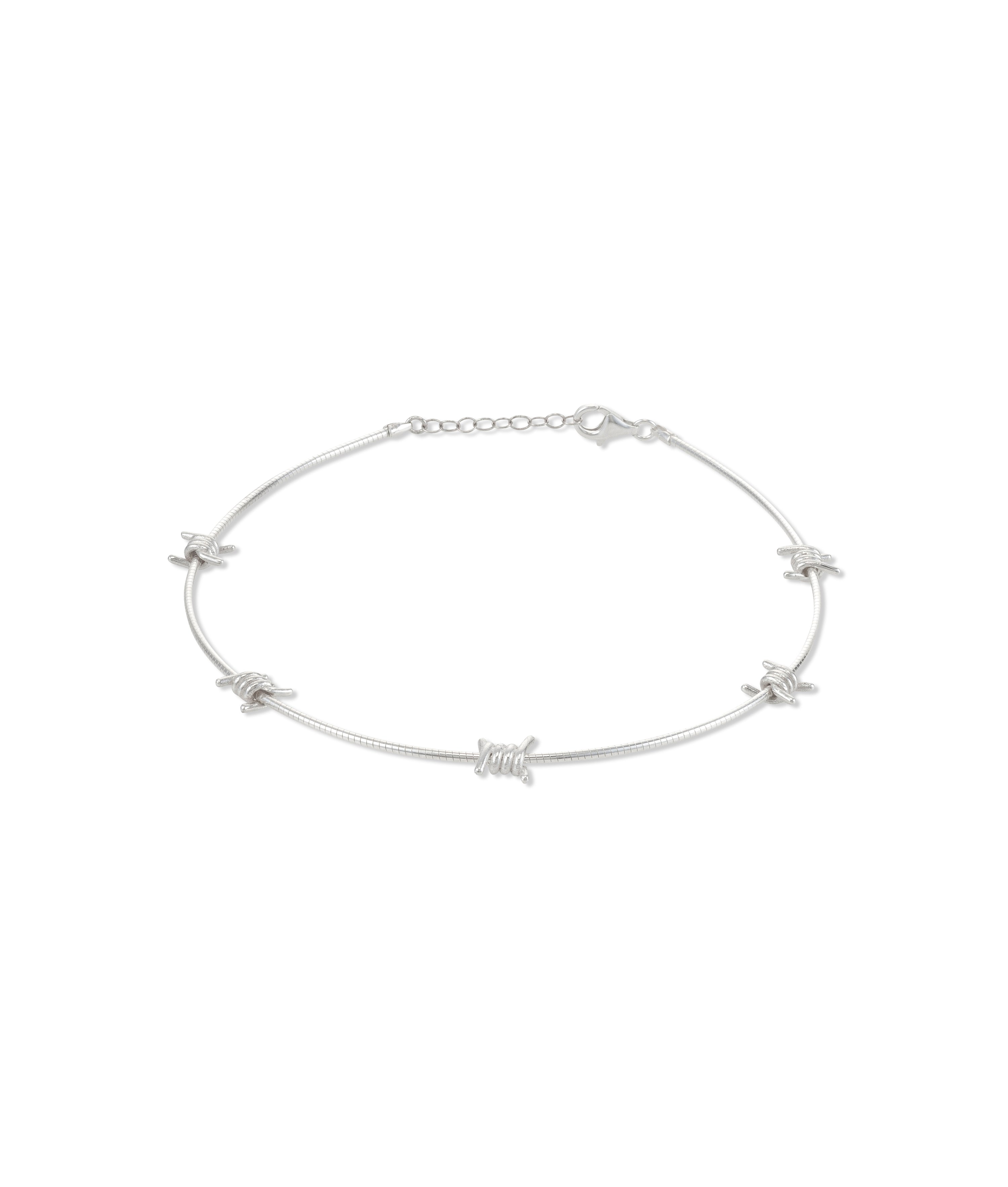 maya geller barbed wire slim silver choker. 