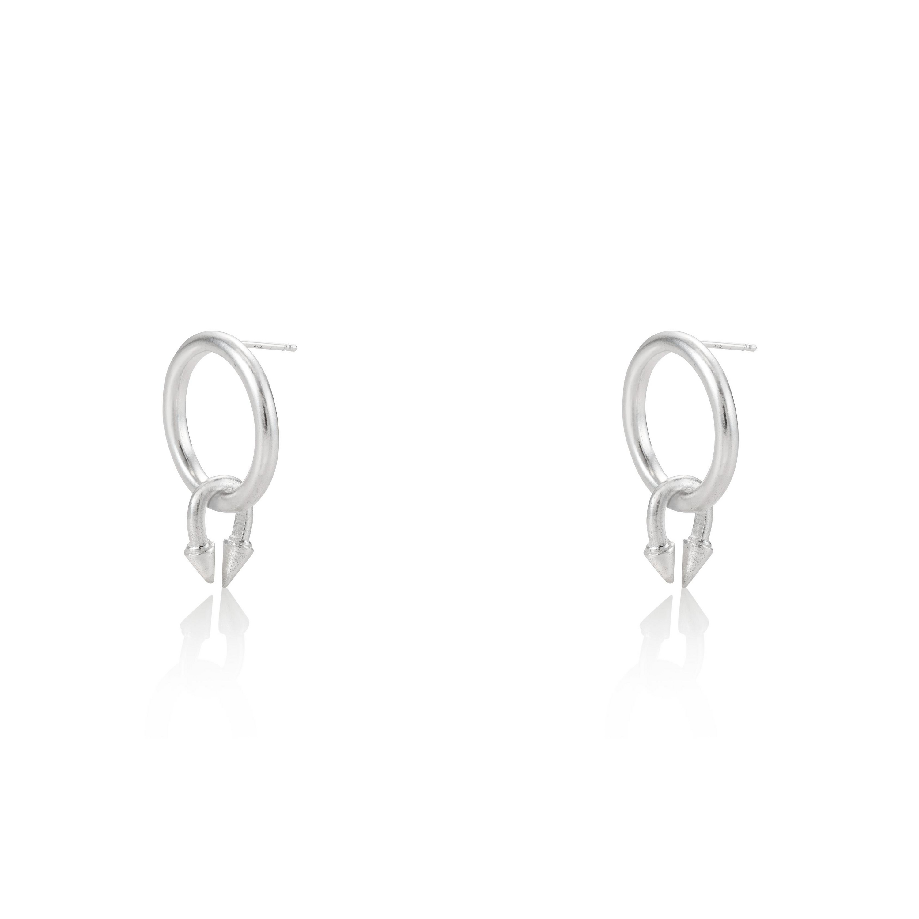 silver erarrings hole and arrows maya geller