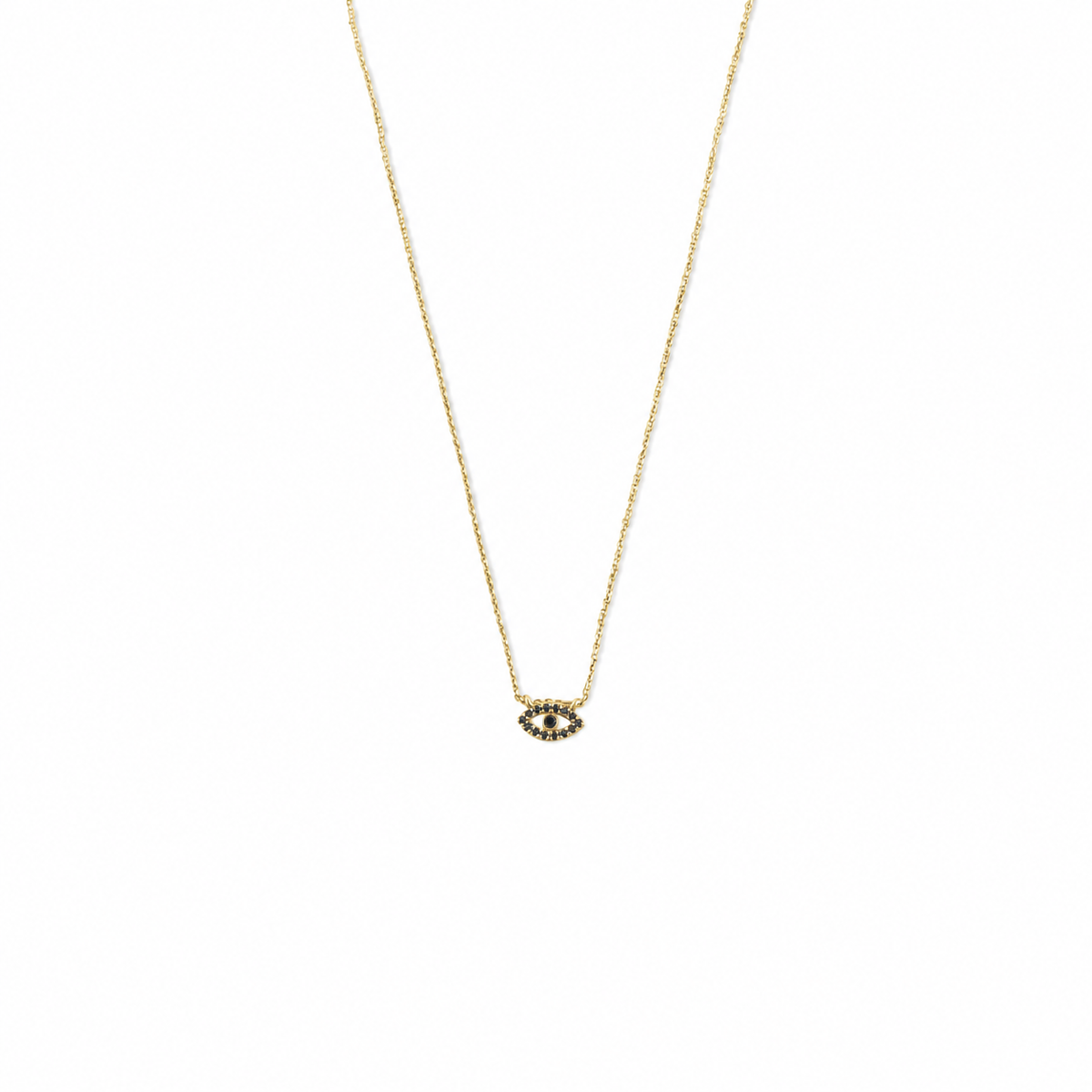 small gold eye necklace black diamonds