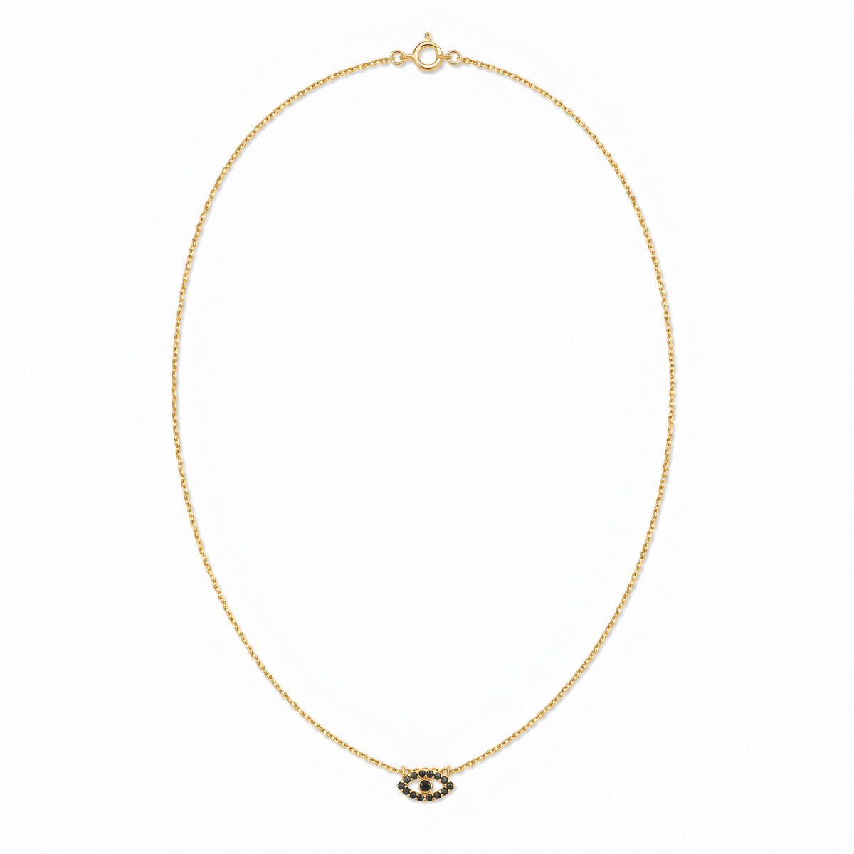 14k gold eye necklace black diamonds