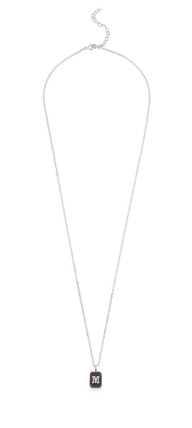 14k gold tag necklace with black diamonds