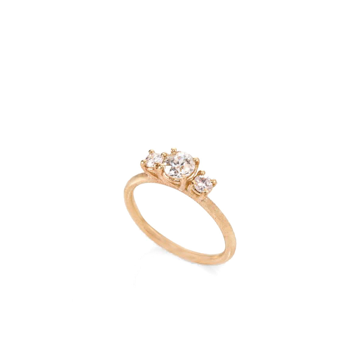 14k gold 3 diamond set engagement ring