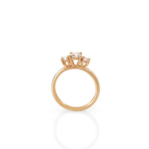 14k gold 3 diamond set engagement ring