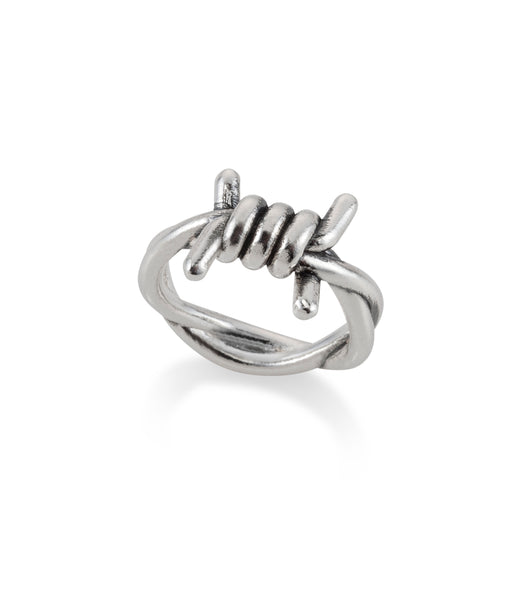 SILVER BIG BARBED WIRE RING