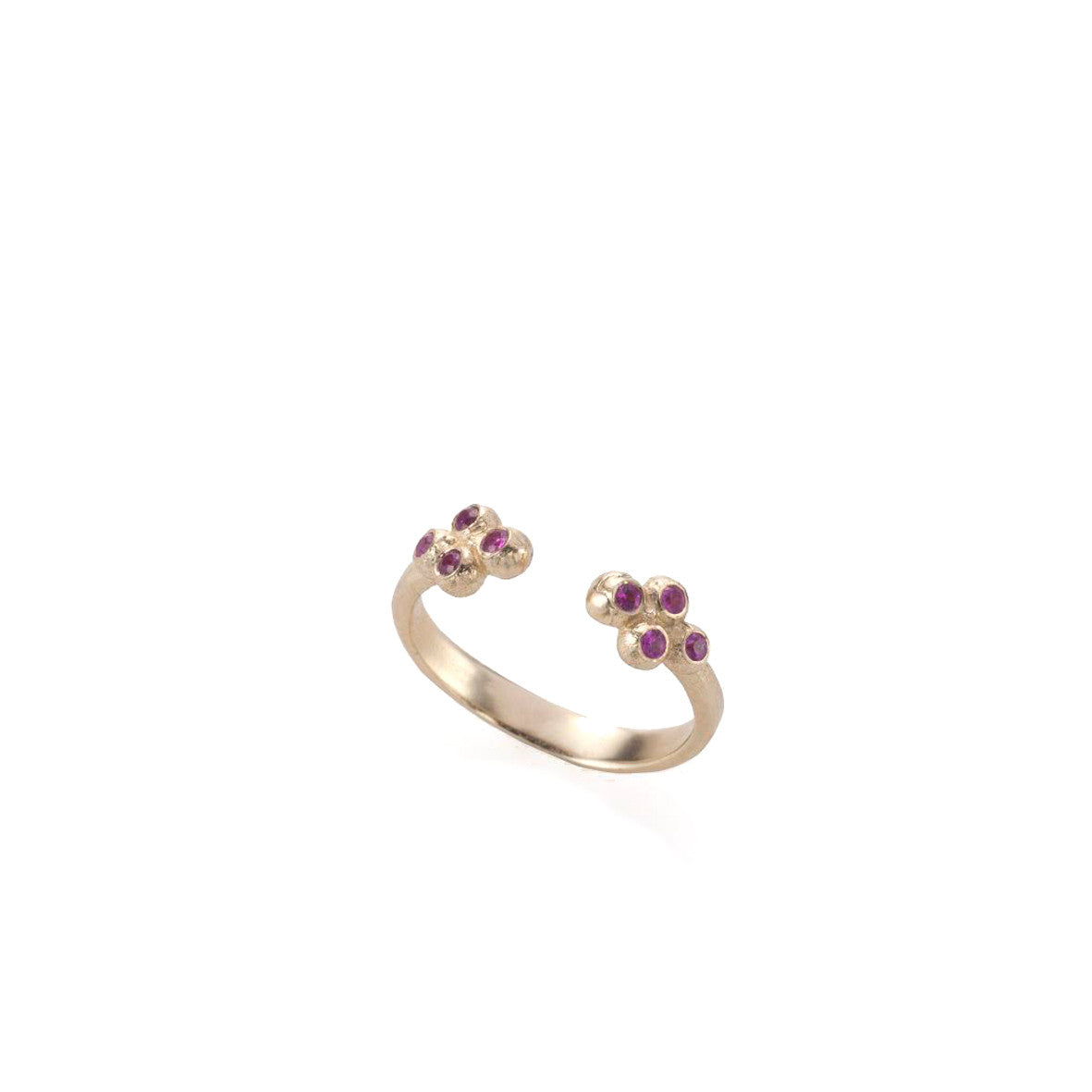 14k open gold ring with 8 rubies