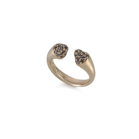 14k gold cone ring with black diamonds