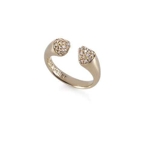14K gold cone ring with white diamonds