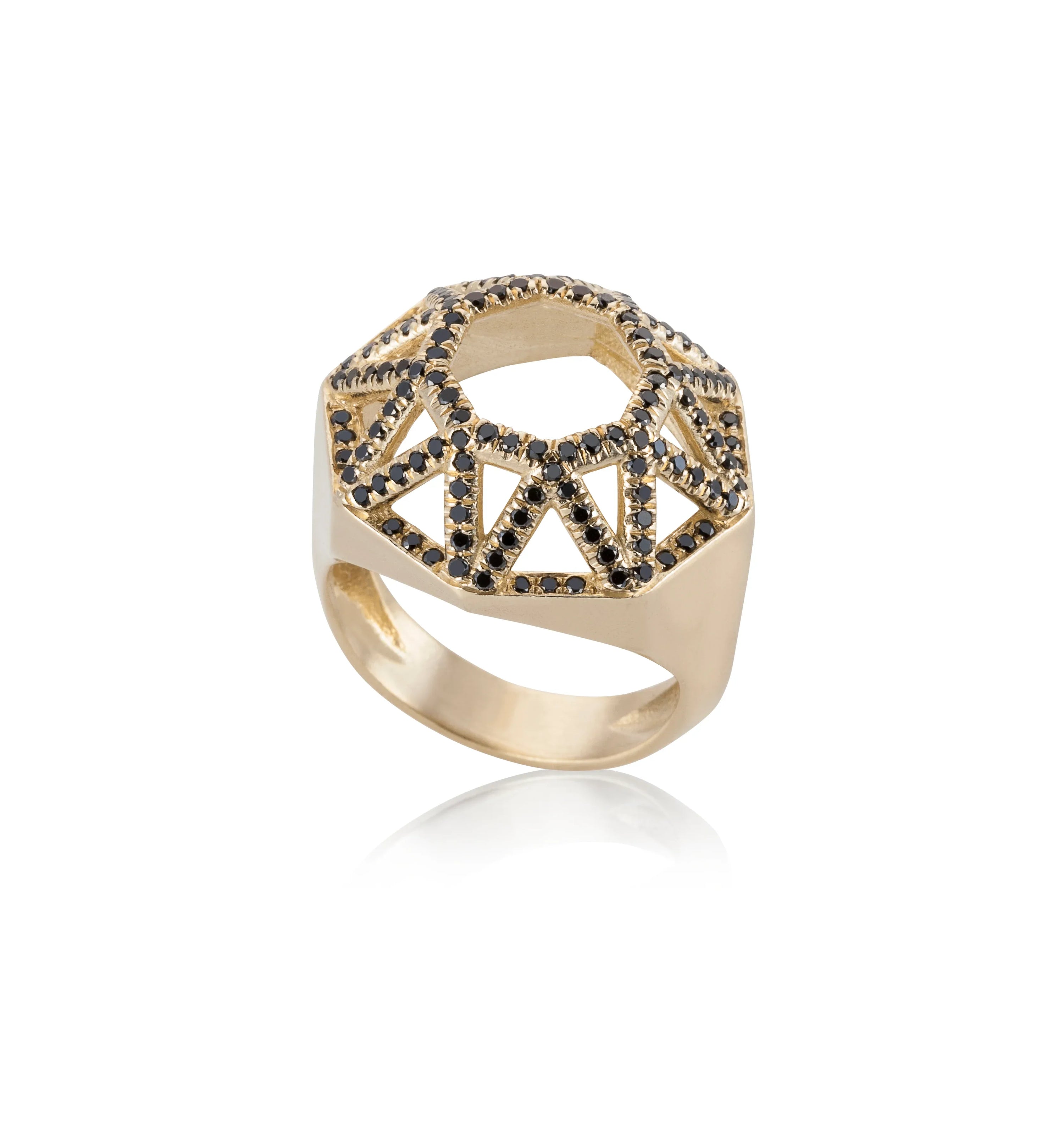 14k yellow gold diamond shaped highlights ring - Maya Geller