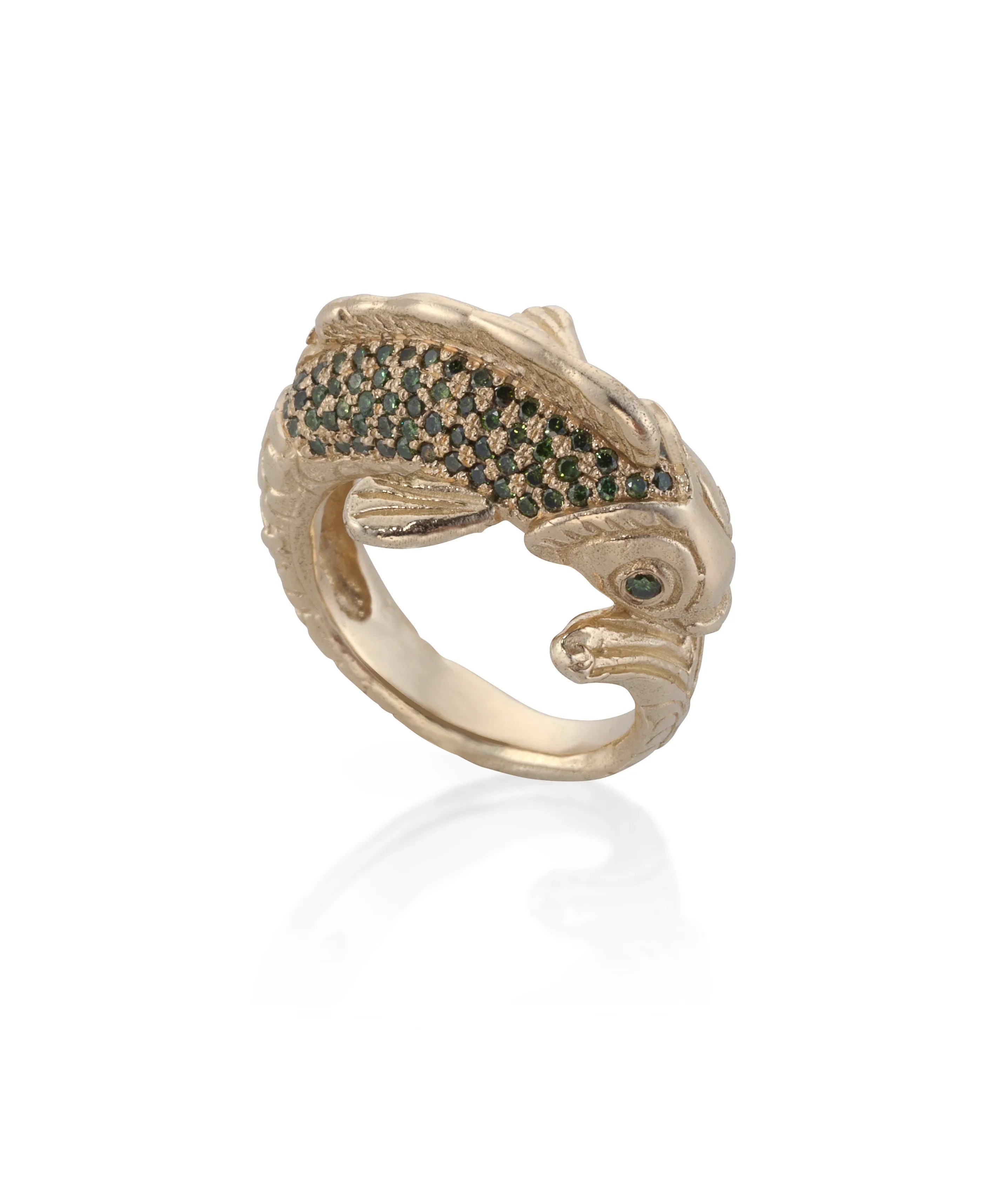14K Gold koi fish green diamonds - Maya Geller