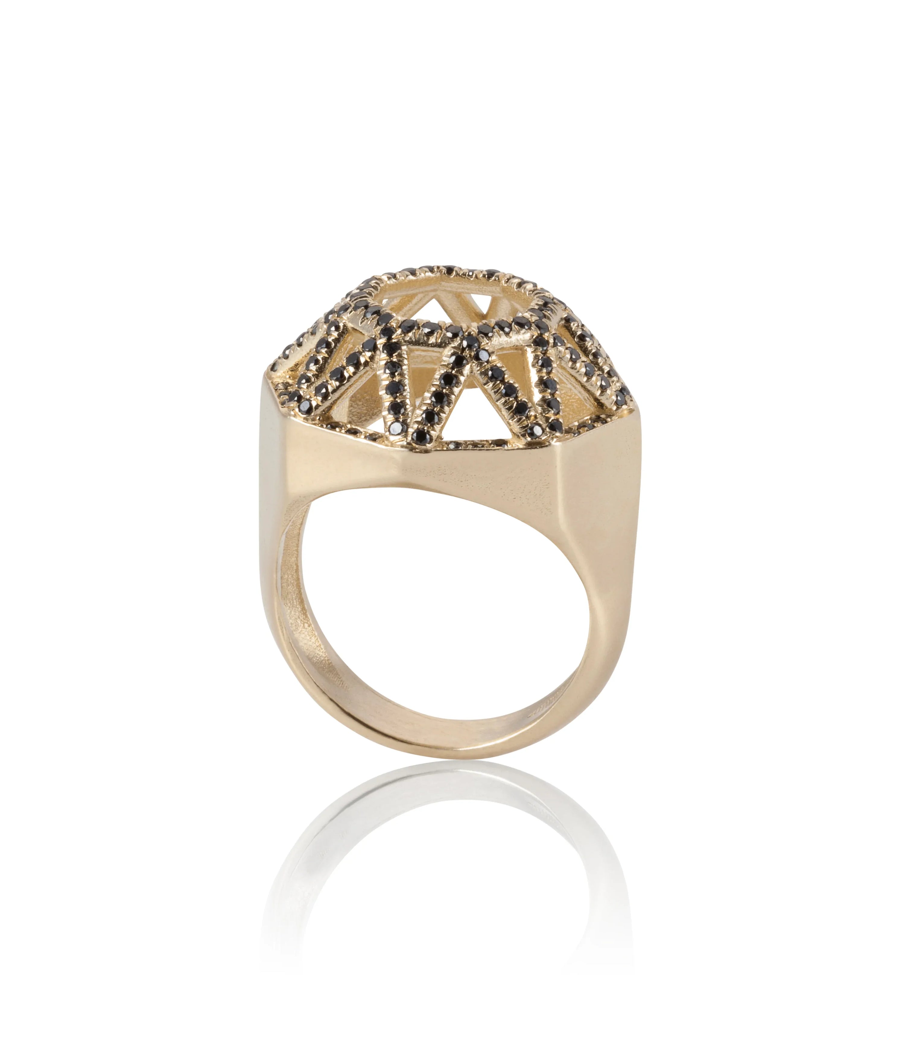 14k yellow gold diamond shaped highlights ring - Maya Geller