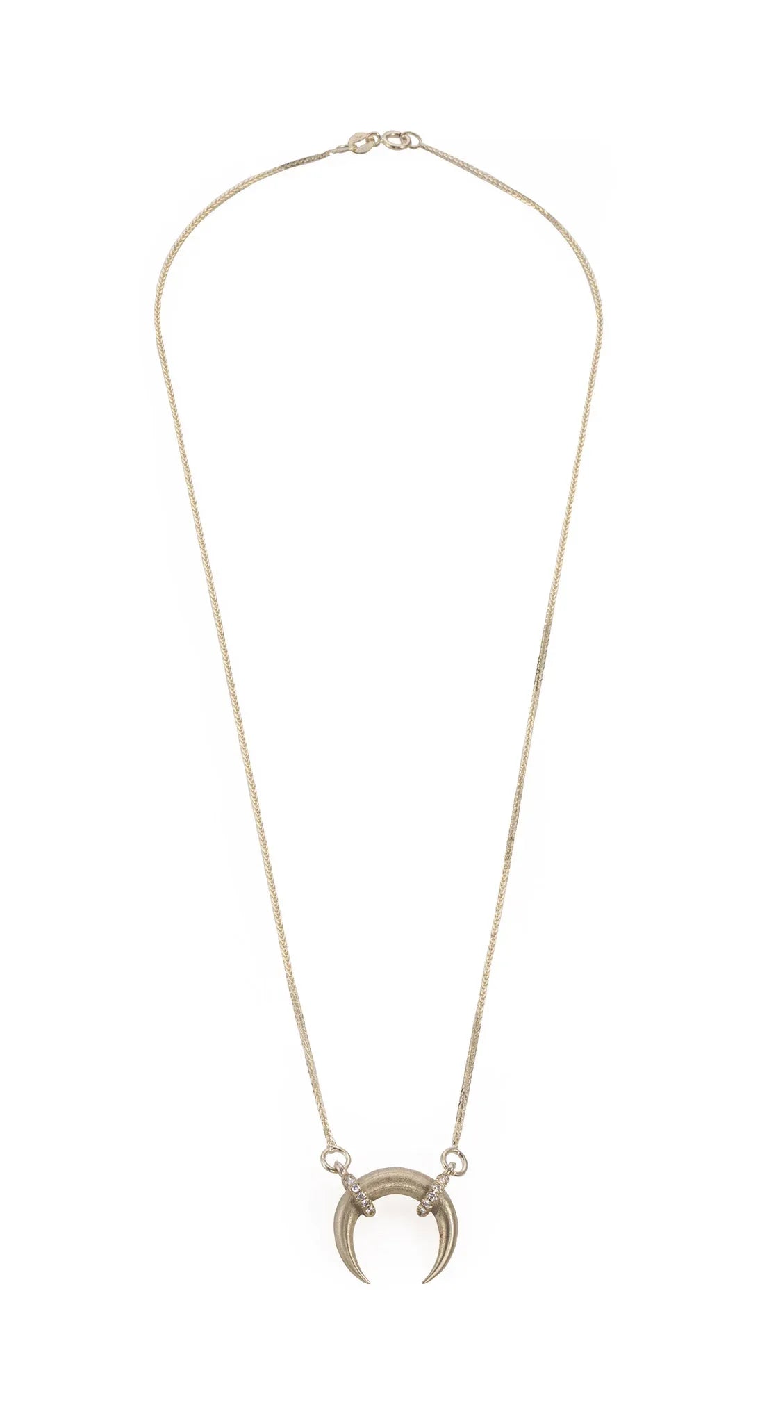 14k yellow gold moon necklace with white diamonds - Maya Geller