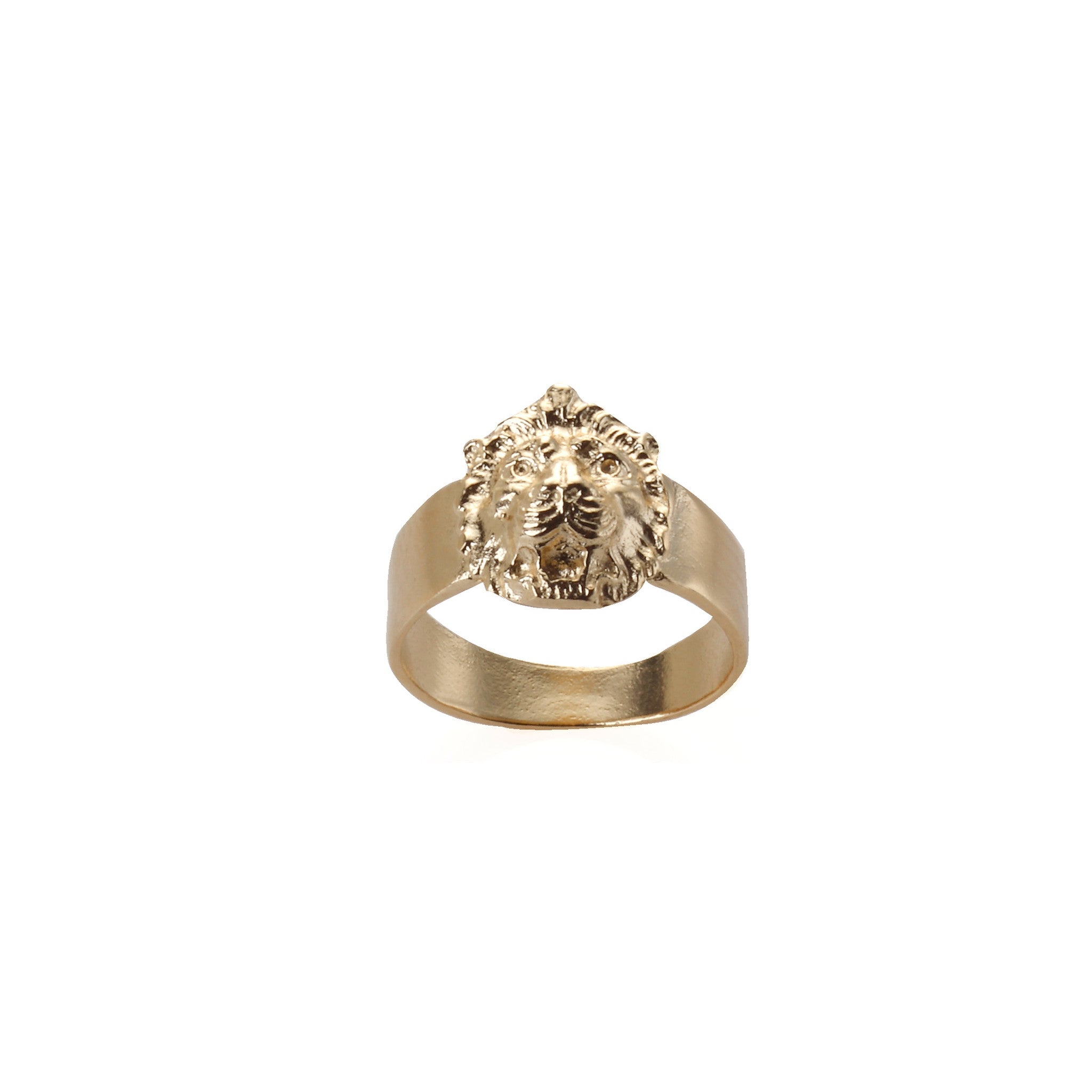 14k gold pinky lion ring