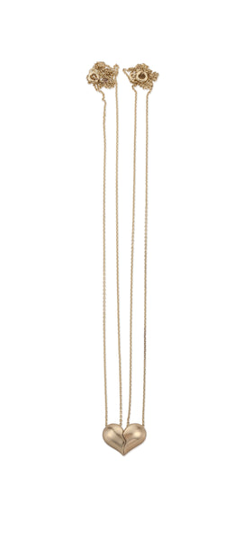 14K GOLD HALF HEART NECKLACE BLACK DIAMONDS