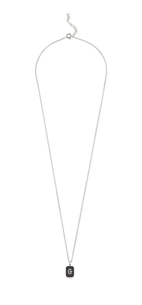 Grand Silver Letter Necklace with black stones