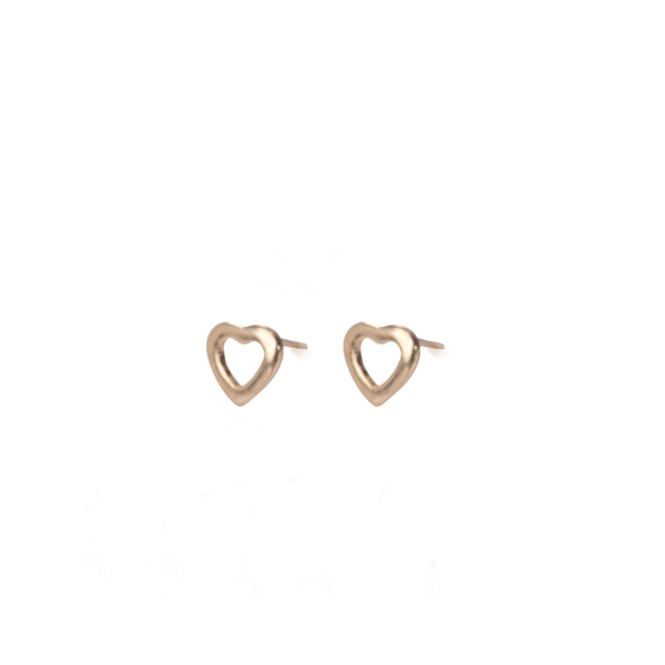 Heart - 14k gold studs earrings
