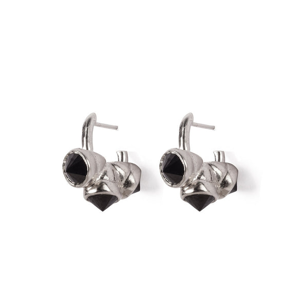 silver 3 stones earrings