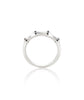 Silver 4 peaks ring with black stones
