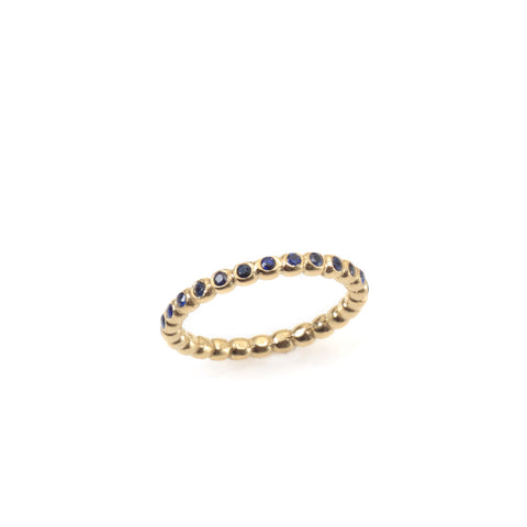 14k gold balls ring with sapphires