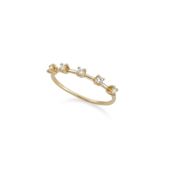 14k gold ring with 5 spaced diamonds