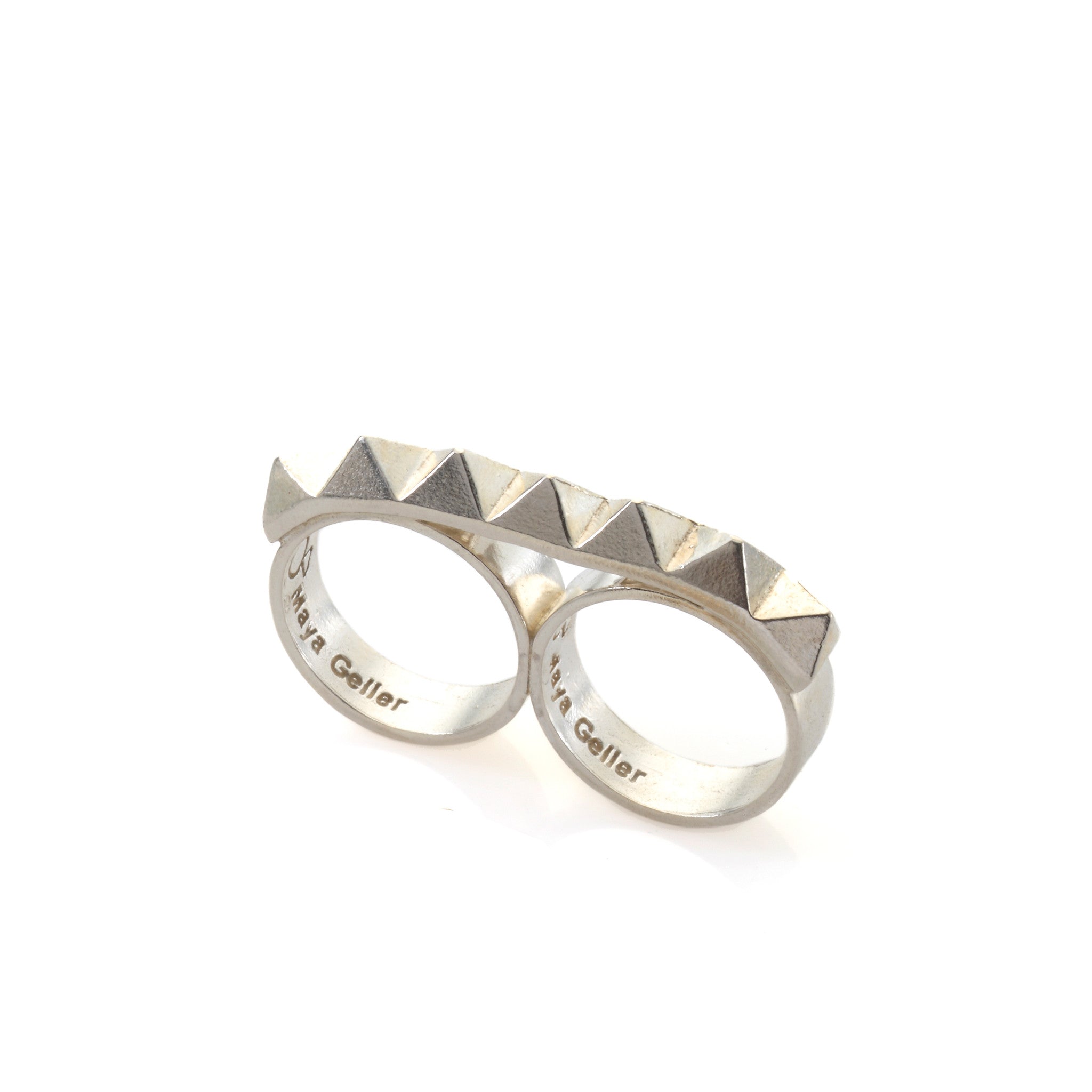 double silver studs ring
