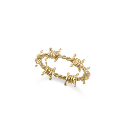 14k gold tiny barbed wire ring