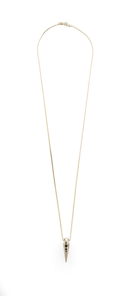 14k yellow gold spike necklace with black diamonds