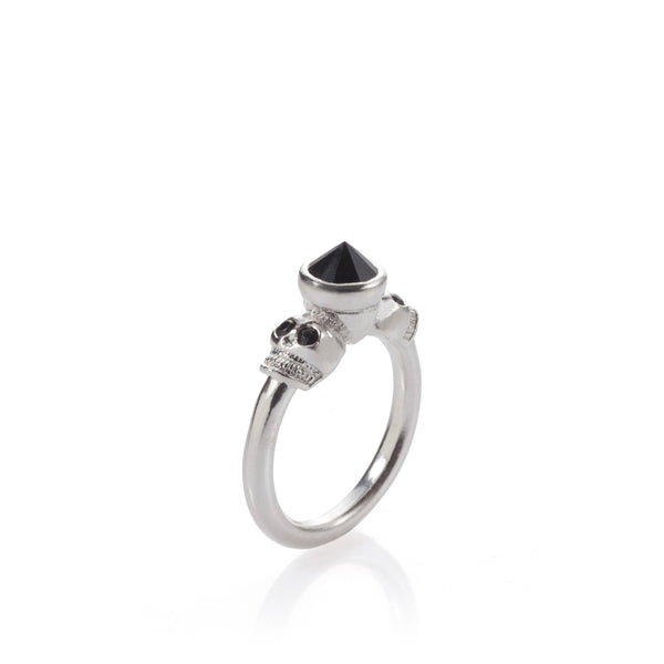 Silver royal skulls ring