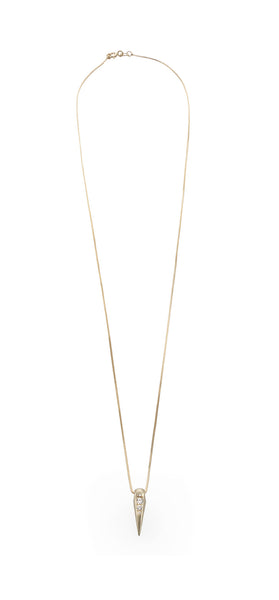 14k yellow gold spike necklace with diamonds