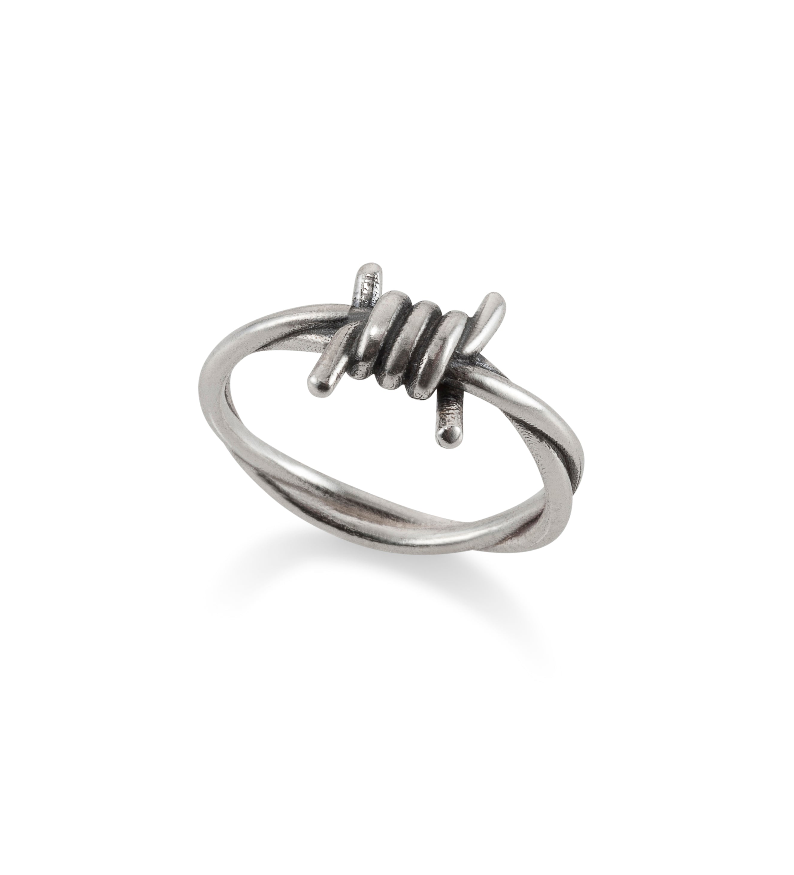 SILVER SMALL BARBED WIRE RING