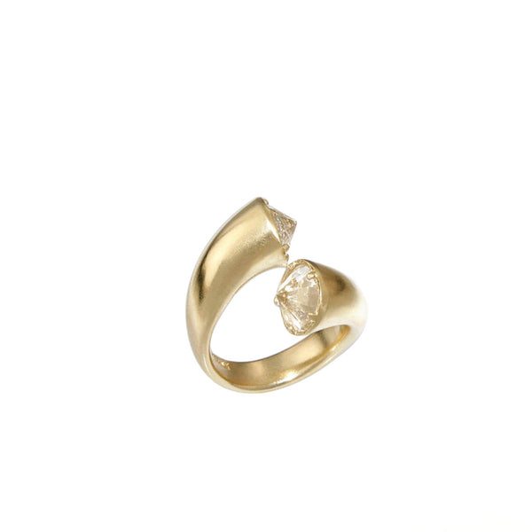 14k gold open ring with crystals