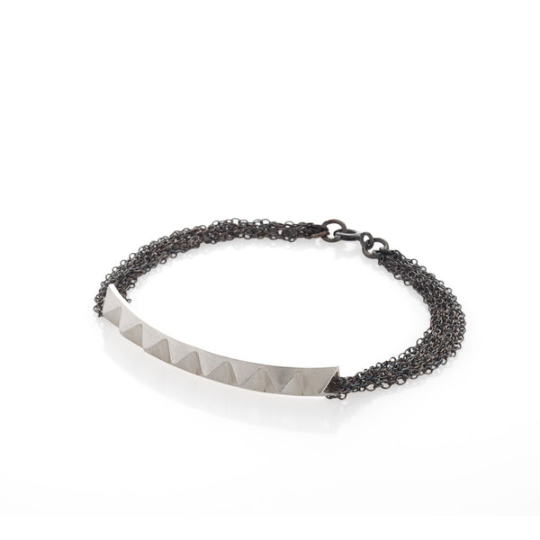 silver studs and chains bracelet