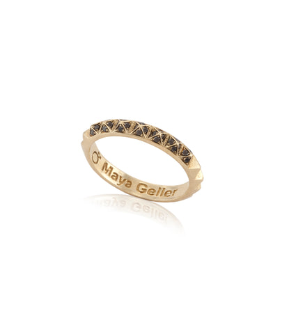 14k gold studs ring with black diamonds