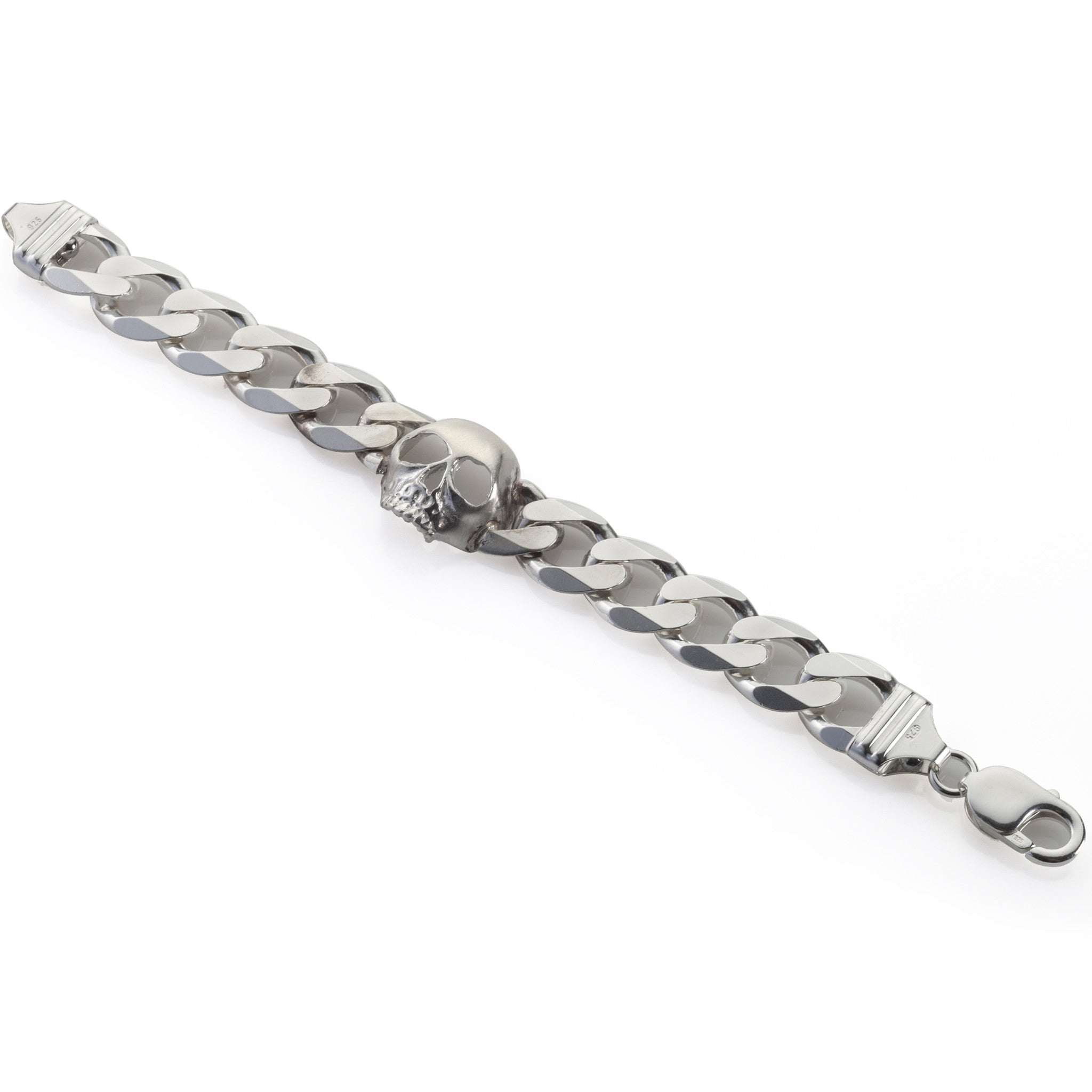 Big silver cuban links and skull bracelet