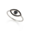 silver EYE ring with a black stone