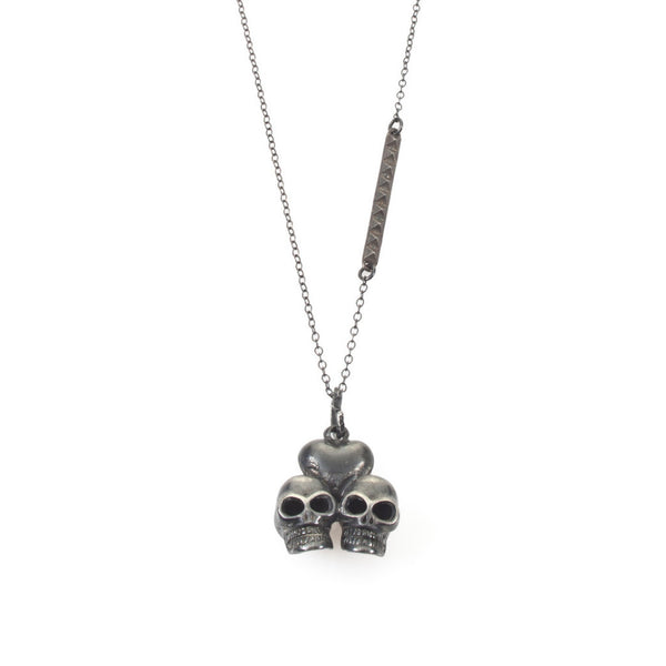SILVER skull lovers necklace