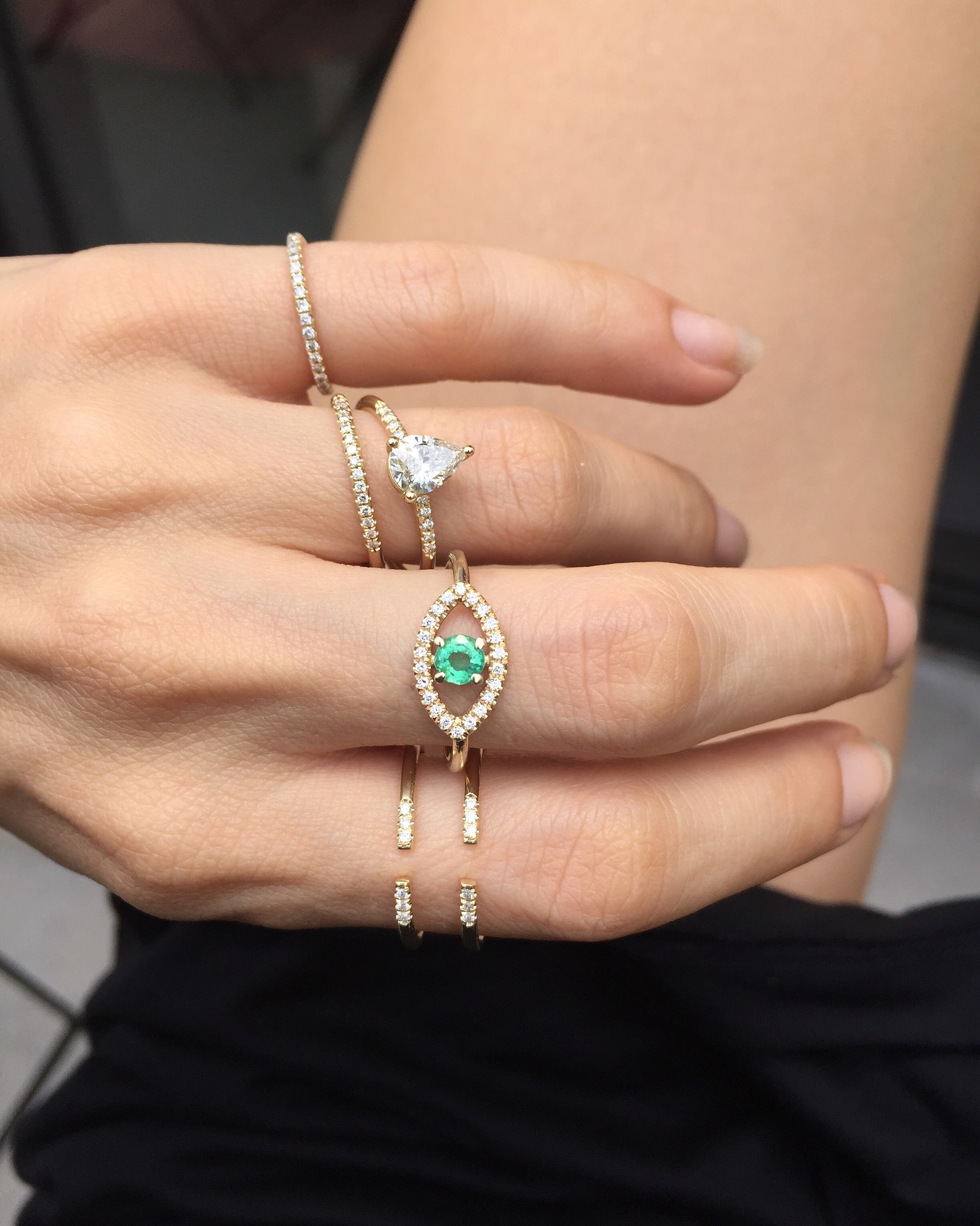 gold rings. diamond rings for girls. gold eye ring emerald diamonds