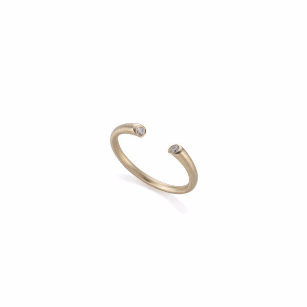 14k gold open ring with small diamonds