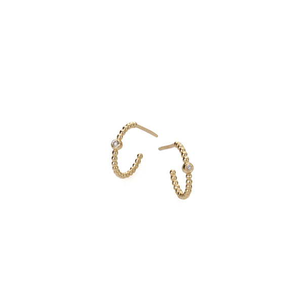 14k gold small hoop earrings with diamonds