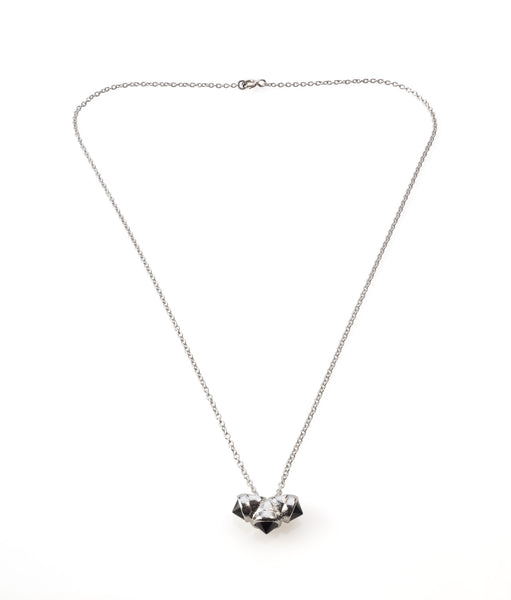 Silver necklace with 3 black stones