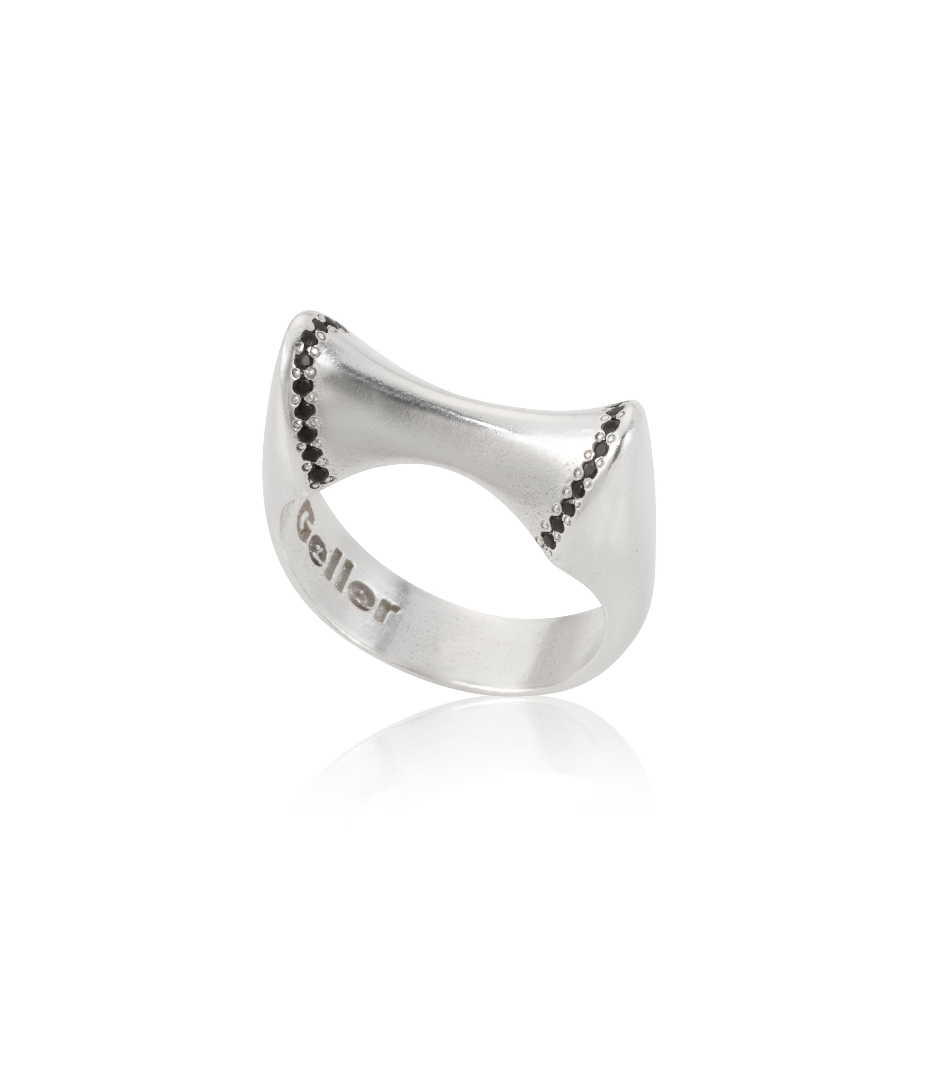 maya geller two peaks silver ring black stones
