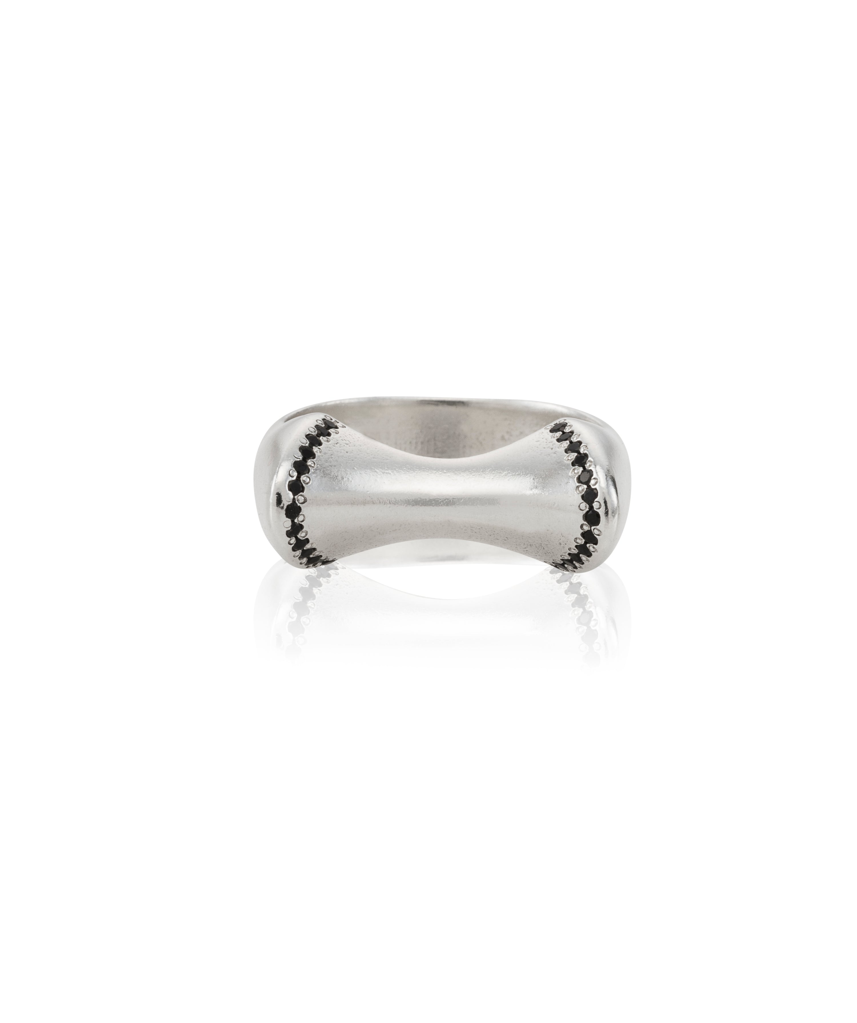 maya geller two peaks silver ring black stones