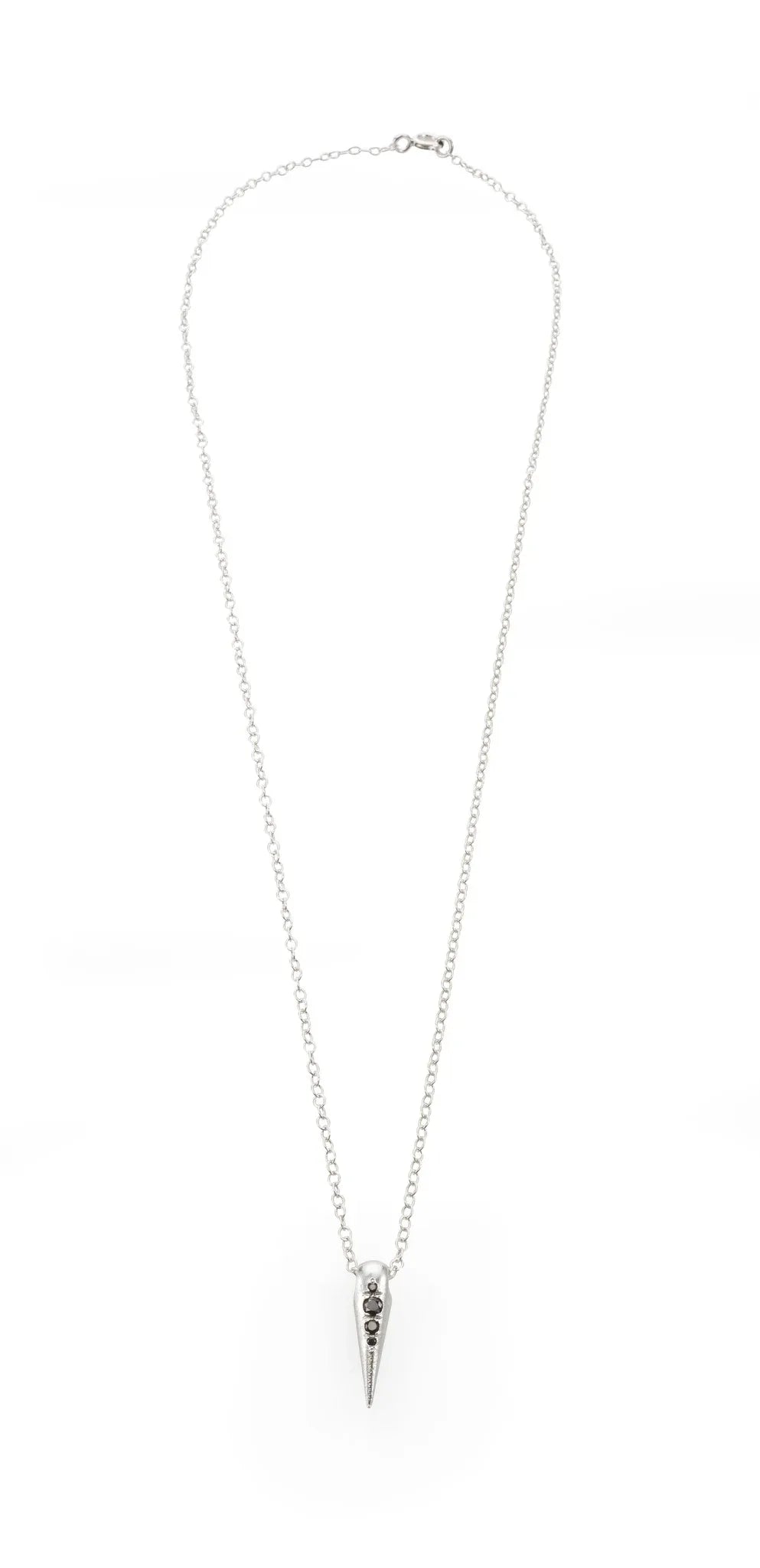 silver spike necklace with black stones Maya Geller