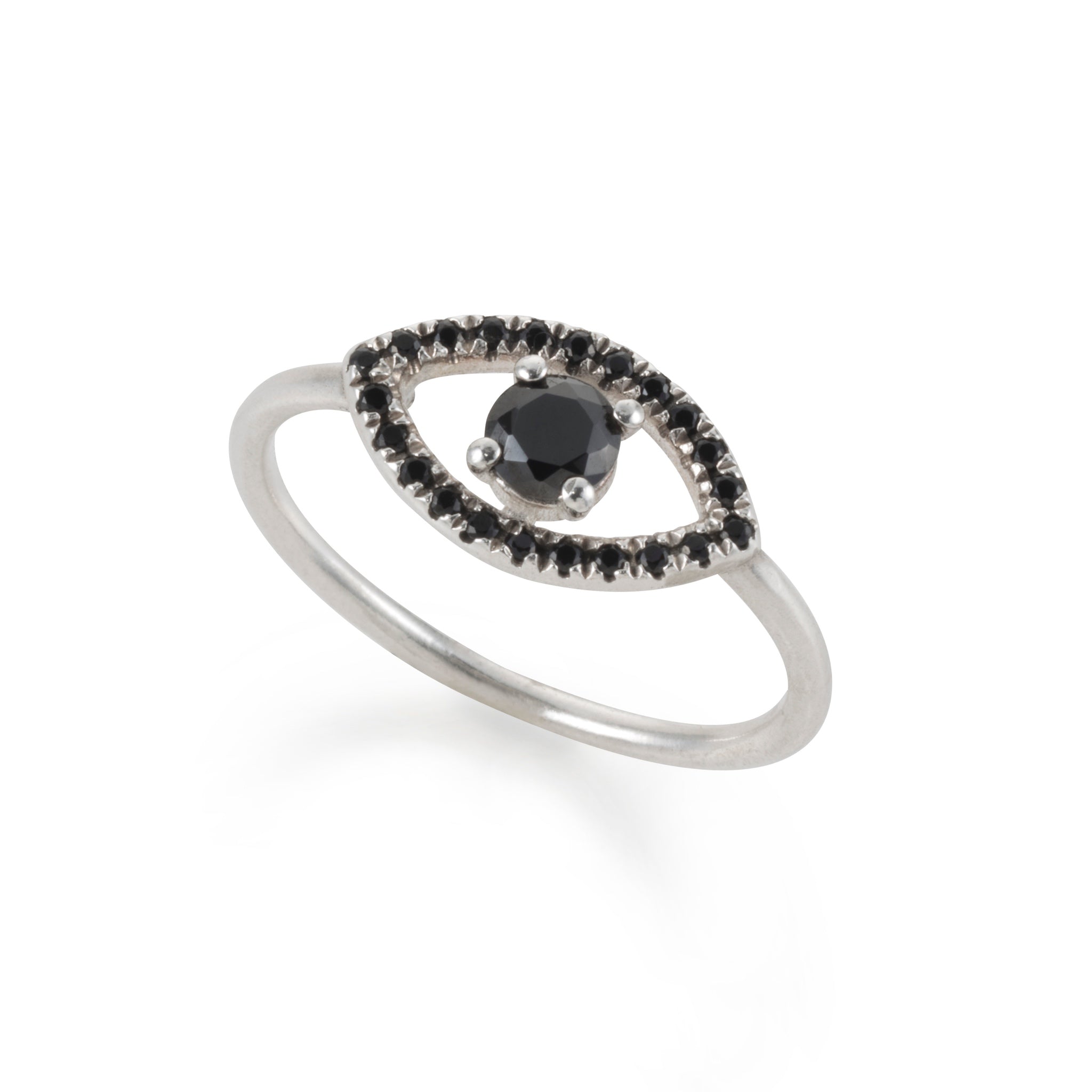  מיה גלר טבעת עין כסף. silver eye ring back stones Maya Geller. מיה גלר תכשיטים. מיה גלר טבעות.